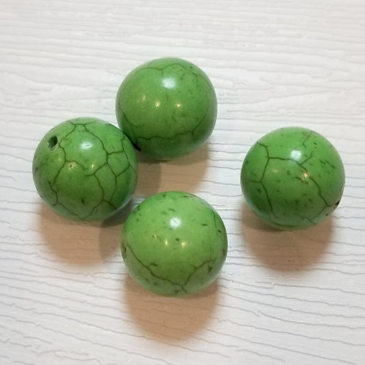 Leaf Green 16mm Round Reconstituted Turquoise Beads