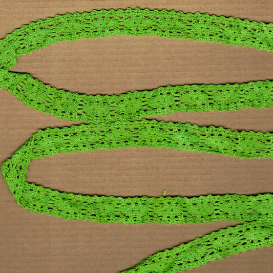 Grass Green Hand Dyed Cotton Lace, 5/8 inch, Per Yd