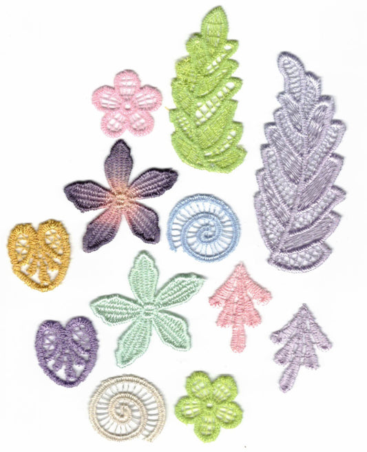 12 Pc Hand Painted Hand Dyed Lace Sampler #D