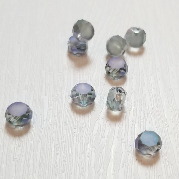 Light Smoke Grey Round Table Cut Czech Fire Polish Beads