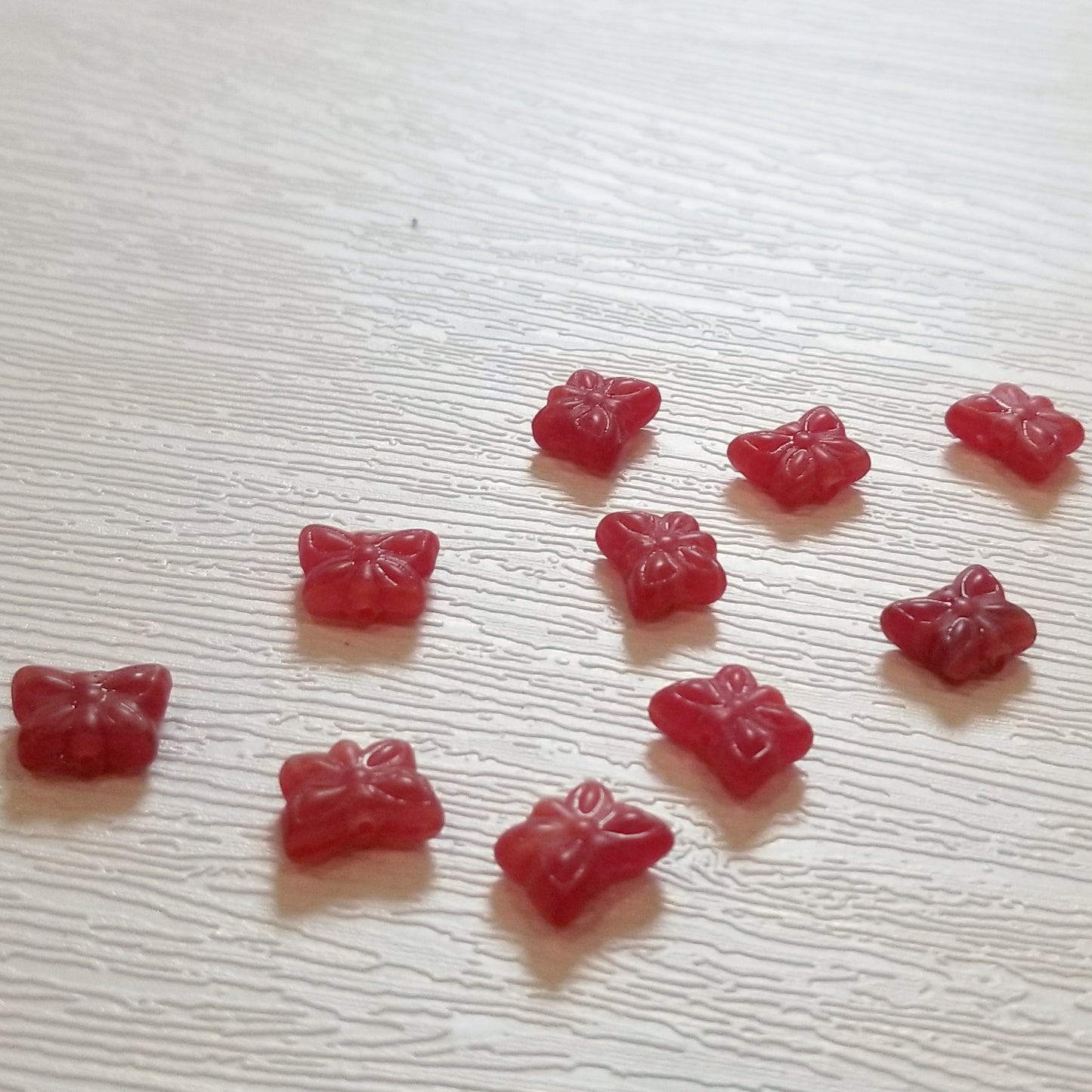 Cherry Bomb Wings Small Red Czech Glass Butterfly Beads