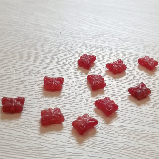 Cherry Bomb Wings Small Red Czech Glass Butterfly Beads