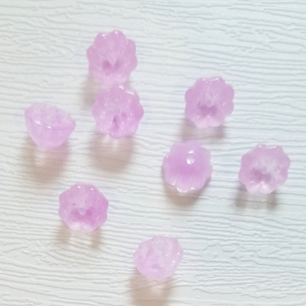 Premium Glass Lotus Pod Beads, Milky Opal Lavender, 10.5mm