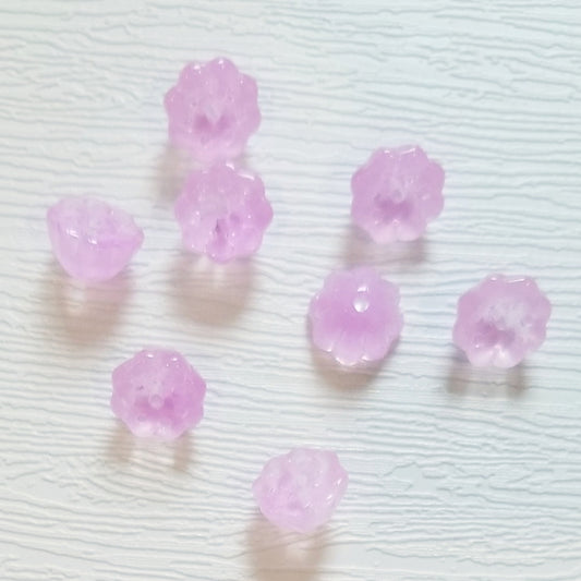 Premium Glass Lotus Pod Beads, Milky Opal Lavender, 10.5mm