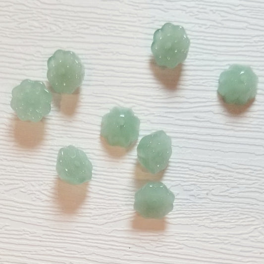Premium Glass Lotus Pod Beads, Milky Opal Jade Green, 10.5mm