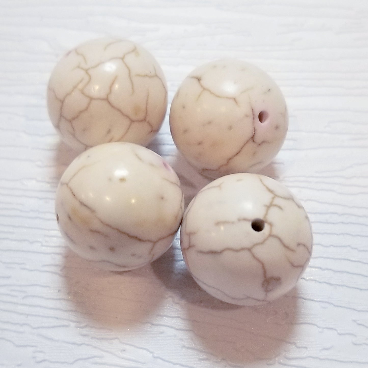 Creamy White 16mm Round Reconstituted Turquoise Beads