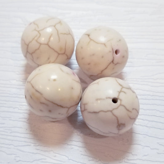 Creamy White 16mm Round Reconstituted Turquoise Beads