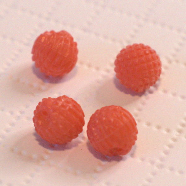 Vintage Dyed Lucite Textured Ball Buttons – Persimmon, 14mm