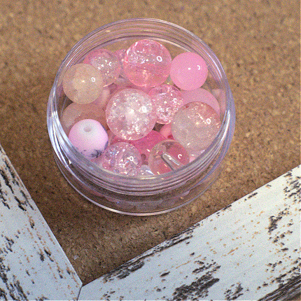 Blush Bubble Bead Mix, 20 g Pink Glass Bead Soup