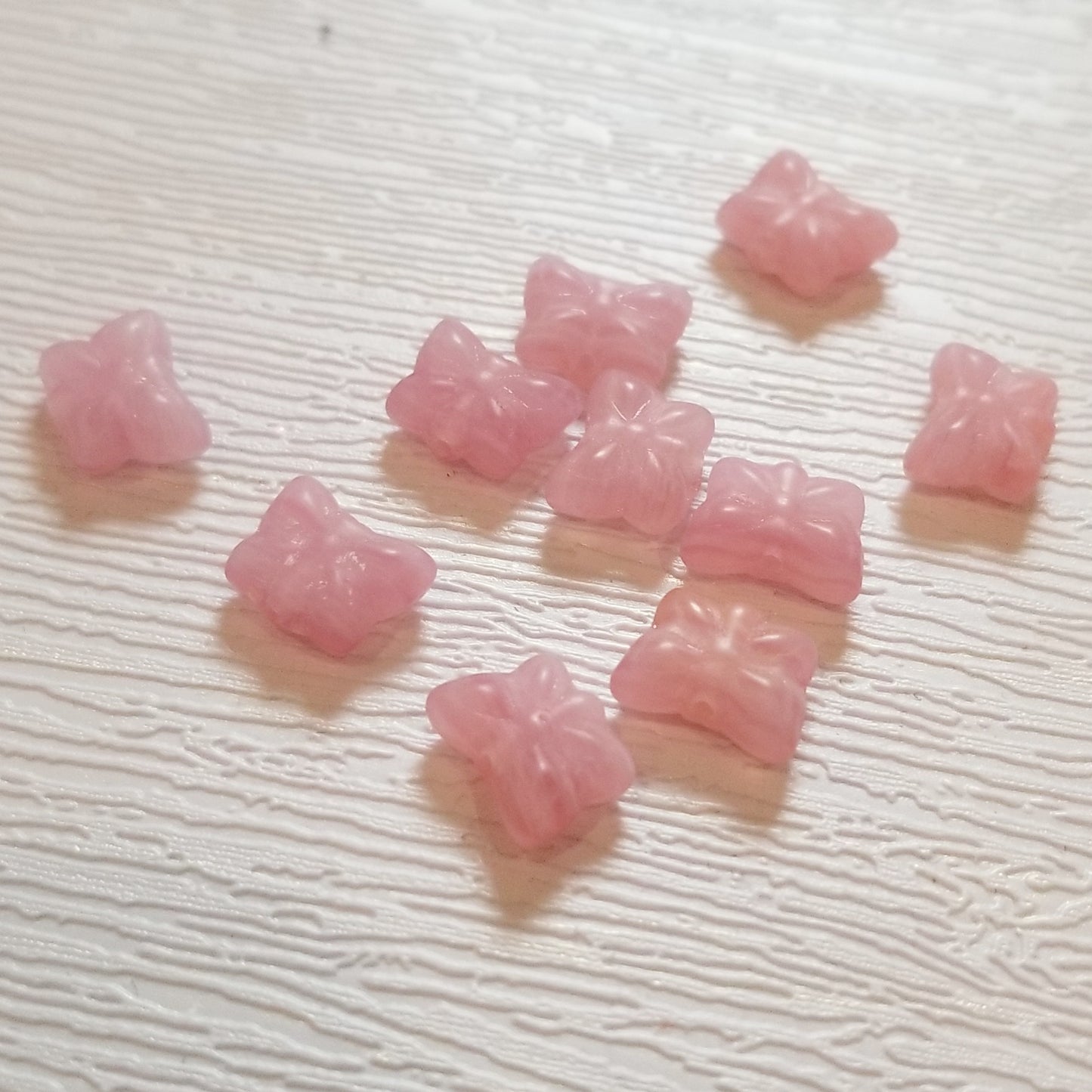 Strawberry Fizz Butterflies, Small Czech Glass Butterfly Beads in Sweet Pink