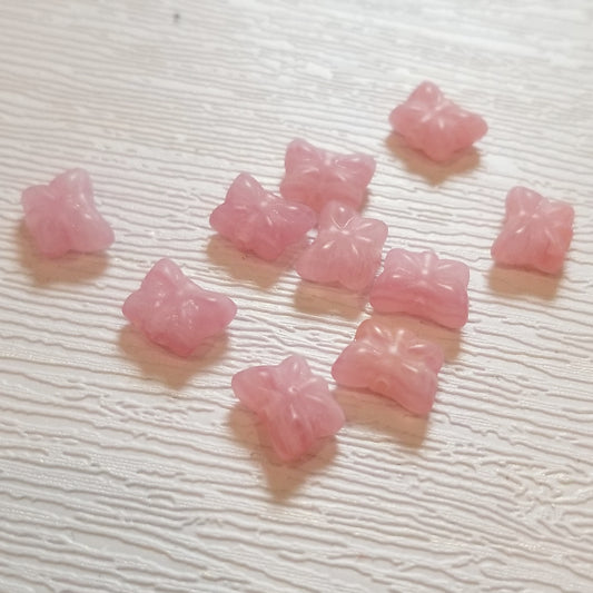 Strawberry Fizz Butterflies, Small Czech Glass Butterfly Beads in Sweet Pink