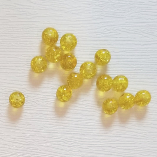 Sunshine Yellow 8mm Crackle Glass Round Beads