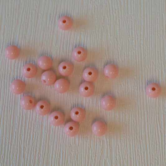 6mm Round Vintage Plastic Beads - Powder Pink - Humpday Beads