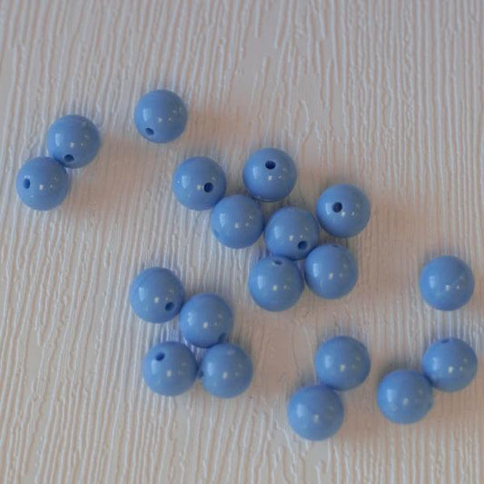 6mm Round Vintage Plastic Beads - Cornflower Blue - Humpday Beads
