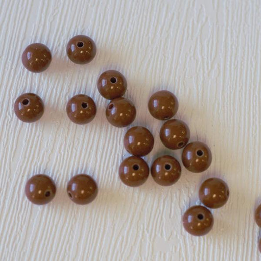 6mm Round Vintage Plastic Beads - Chocolate Brown - Humpday Beads