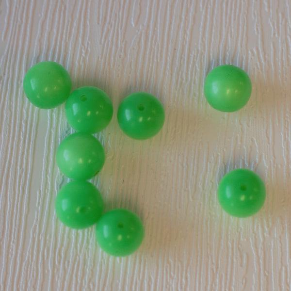 Bright Lime Green 10mm Round Vintage Moonglow Lucite Beads - Humpday Beads