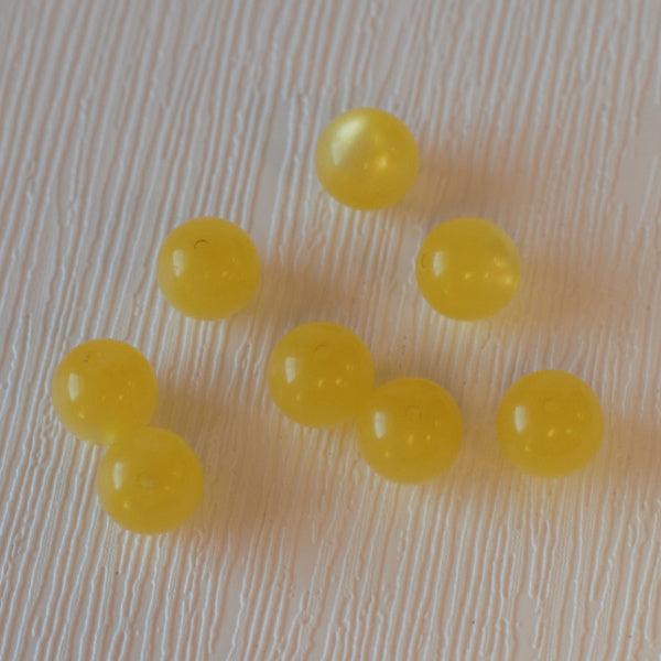 10mm Round Vintage Moonglow Lucite Beads - Lemon Yellow - Humpday Beads