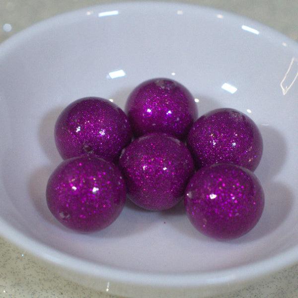 Amethyst Purple Glitter 14mm Round Vintage Acrylic Beads - Humpday Beads