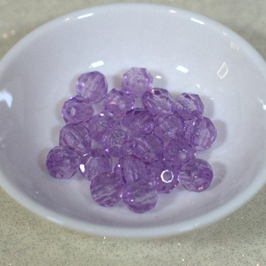 Lavender Purple Faceted 6mm Round Acrylic Vintage Beads - Humpday Beads