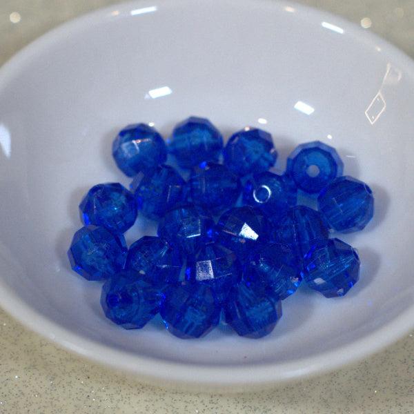 Royal Blue Faceted 6mm Round Acrylic Vintage Beads - Humpday Beads