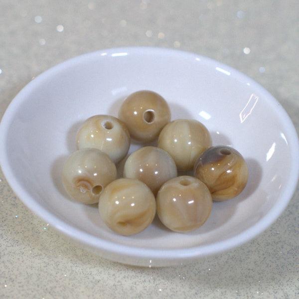 Faux Bois 14mm Round Vintage Lucite Beads - Humpday Beads