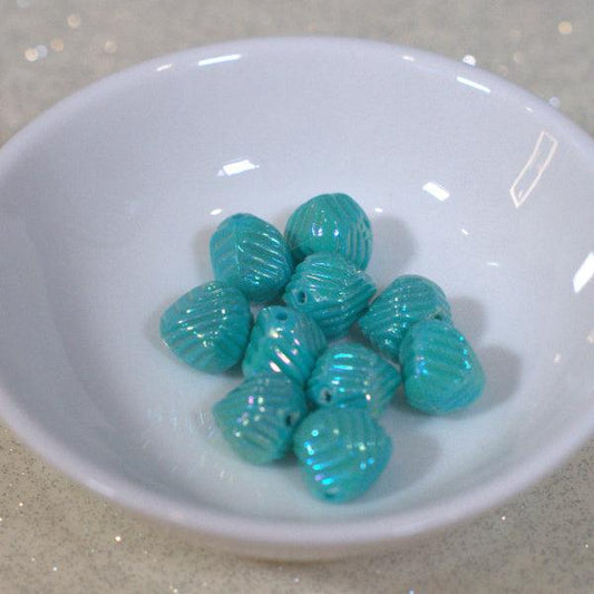 Aqua AB Shell Nugget Vintage Lucite Beads - Humpday Beads
