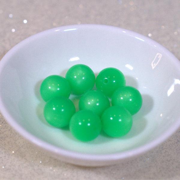 Bright Lime Green 12mm Round Vintage Moonglow Lucite Beads - Humpday Beads