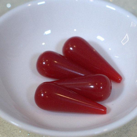 Translucent Red Vintage Lucite Long Drop Beads - Humpday Beads