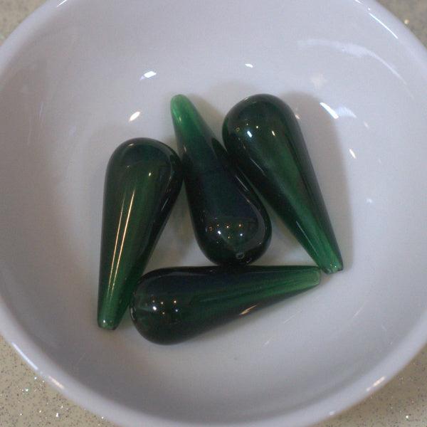 Pine Green Vintage Lucite Long Drop Beads - Humpday Beads