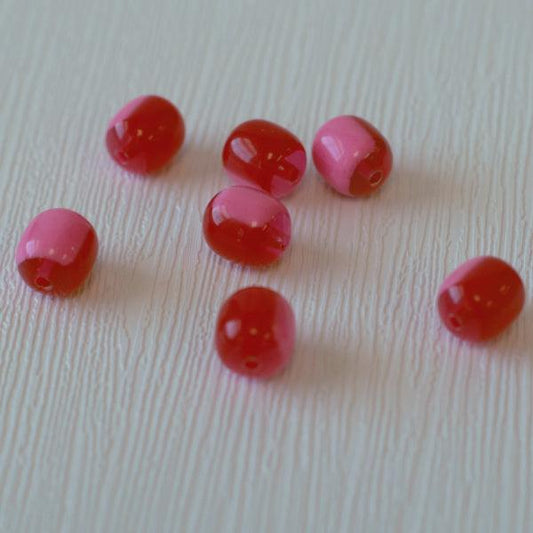 Drum Vintage Lucite Beads - Hot Pink Two Tone - Humpday Beads