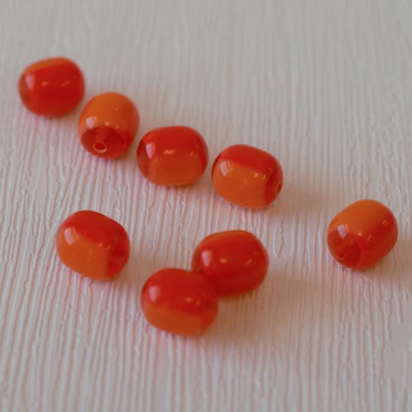 Drum Vintage Lucite Beads - Orange Two Tone - Humpday Beads