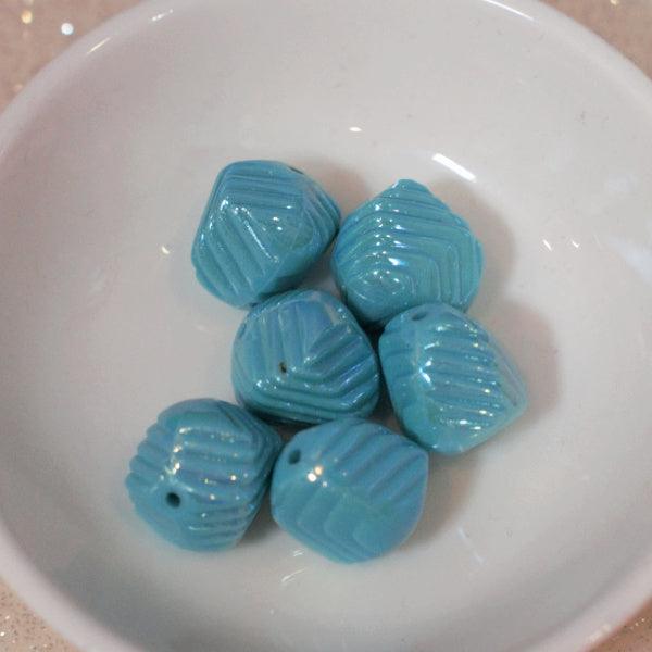 Large Aqua AB Shell Nugget Vintage Lucite Beads - Humpday Beads