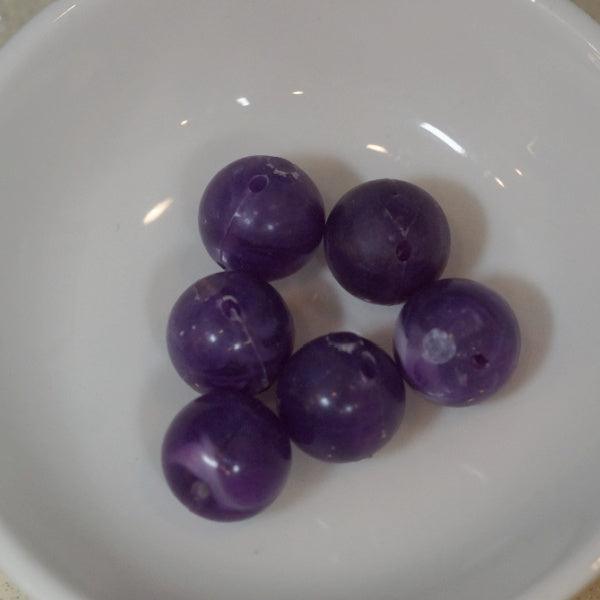Purple Swirl Ball Button Vintage Lucite Beads - Humpday Beads