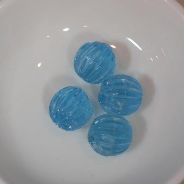 Aqua Blue Corrugated Ball Button Vintage Lucite Beads - Humpday Beads