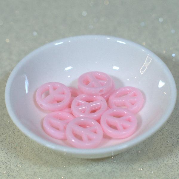 Pastel Pink Acrylic Peace Sign Beads - Humpday Beads
