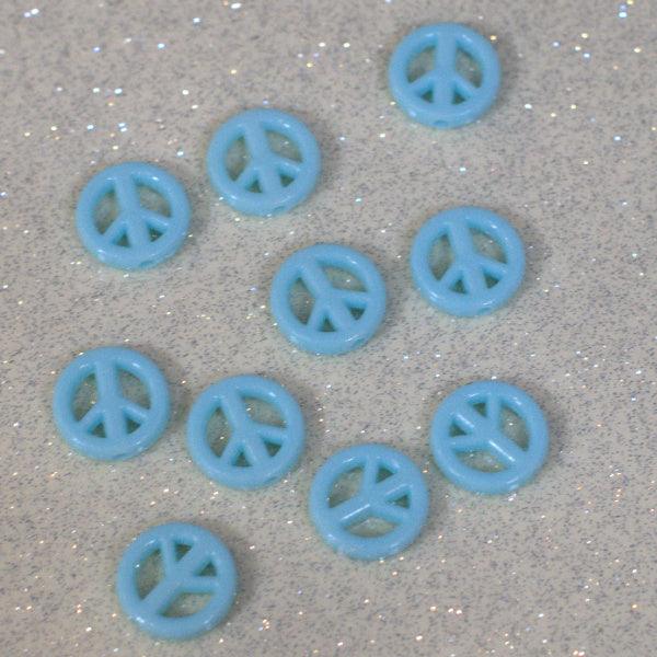 Pastel Blue Acrylic Peace Sign Beads - Humpday Beads