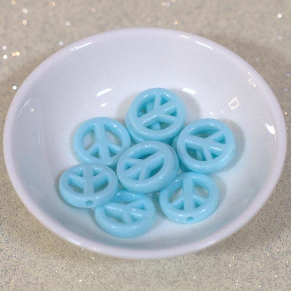 Pastel Blue Acrylic Peace Sign Beads - Humpday Beads