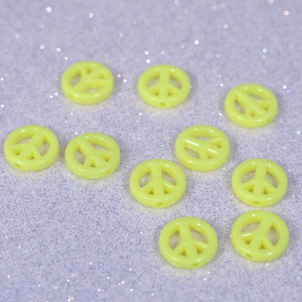 Yellow Acrylic Peace Sign Beads - Humpday Beads