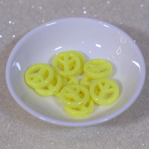 Yellow Acrylic Peace Sign Beads - Humpday Beads