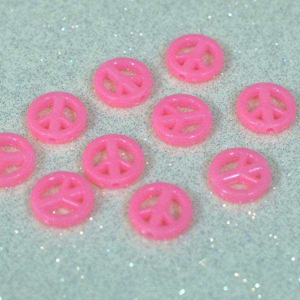 Bubblegum Pink Acrylic Peace Sign Beads - Humpday Beads