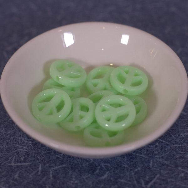 Mint Green Acrylic Peace Sign Beads - Humpday Beads