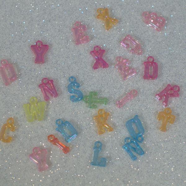 Acrylic Iridescent Alphabet Letter Charms - Humpday Beads