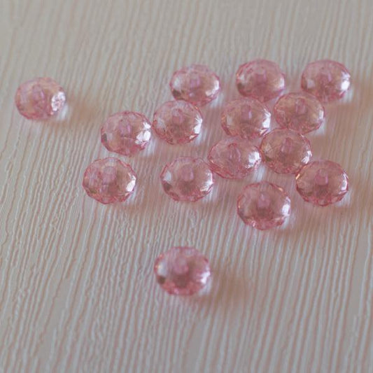 Faceted 10mm Rondelle Acrylic Beads - Pink - Humpday Beads