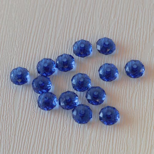 Faceted 10mm Rondelle Acrylic Beads - Royal Blue - Humpday Beads