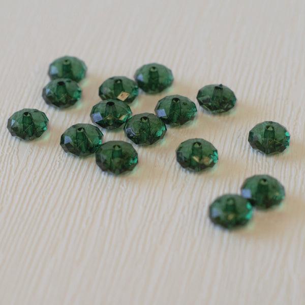 Faceted 10mm Rondelle Acrylic Beads - Emerald Green - Humpday Beads