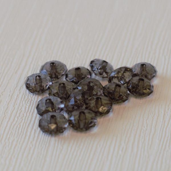 Faceted 10mm Rondelle Acrylic Beads - Black Diamond - Humpday Beads