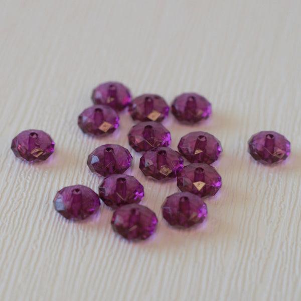 Faceted 10mm Rondelle Acrylic Beads - Amethyst Purple - Humpday Beads