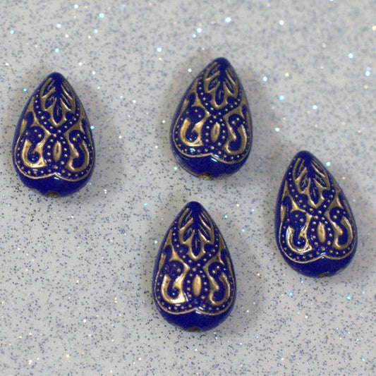 Navy Blue Baroque Almond Acrylic Beads - Humpday Beads