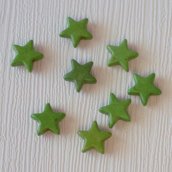 Imitation Turquoise Dyed Howlite Star Beads  - Green - Humpday Beads