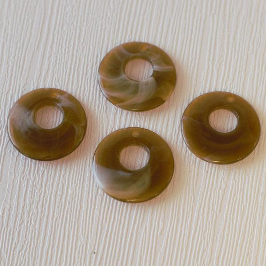 Faux Stone Donut Acrylic Pendants - Latte - Humpday Beads